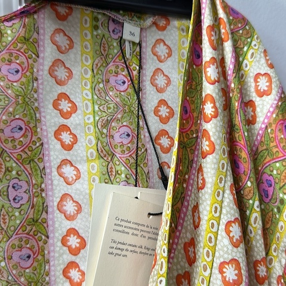 Sandro Striped Kaftan Midi Silk dress Size 36 US size 4 - Picture 17 of 17